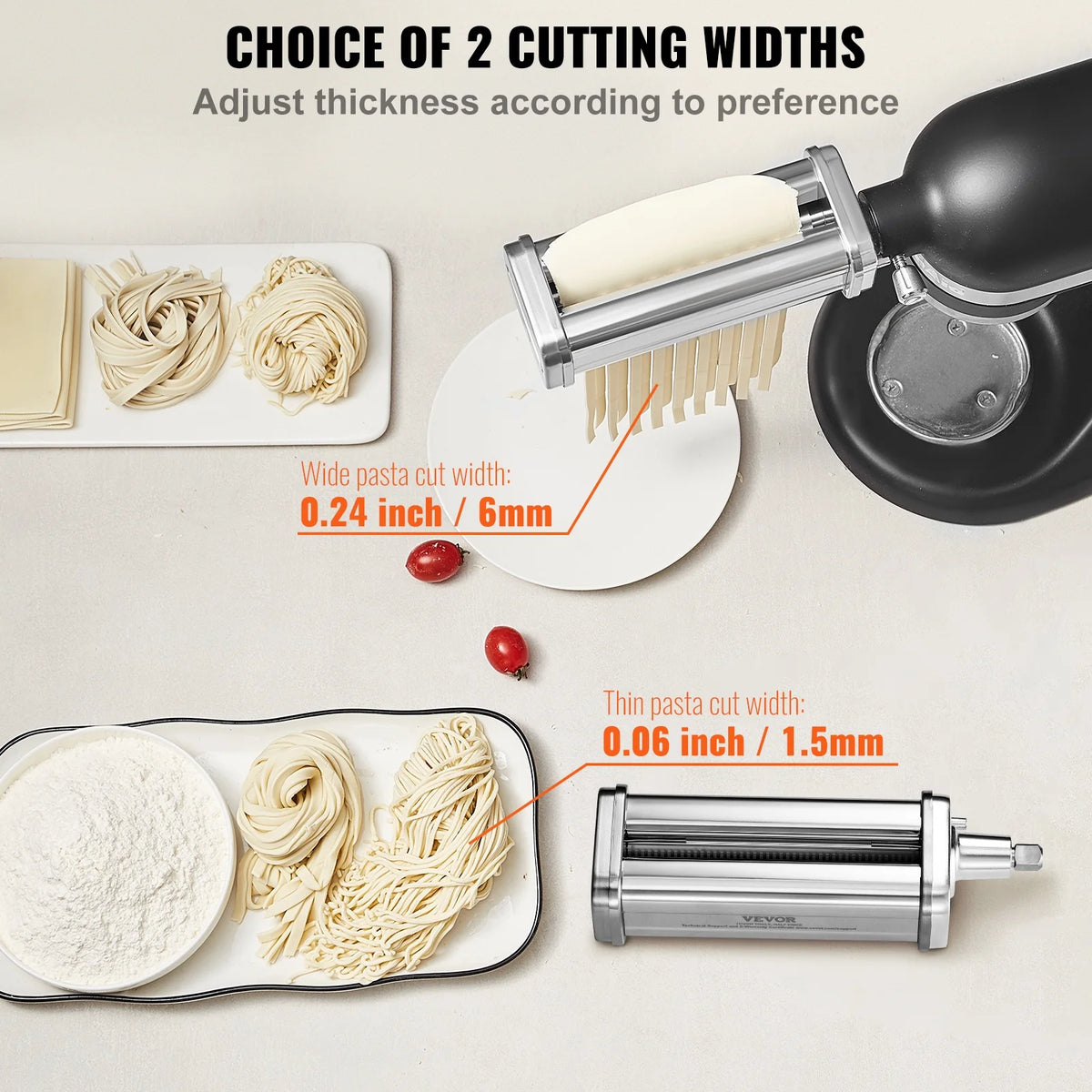 KFFKFF Pasta Maker Attachment for All Kitchenaid Mixers, Kitchen Aid Stand Mixer Set Accessories with 3 Shafts Including Dough Roller Spaghetti Cutter Fettuccine