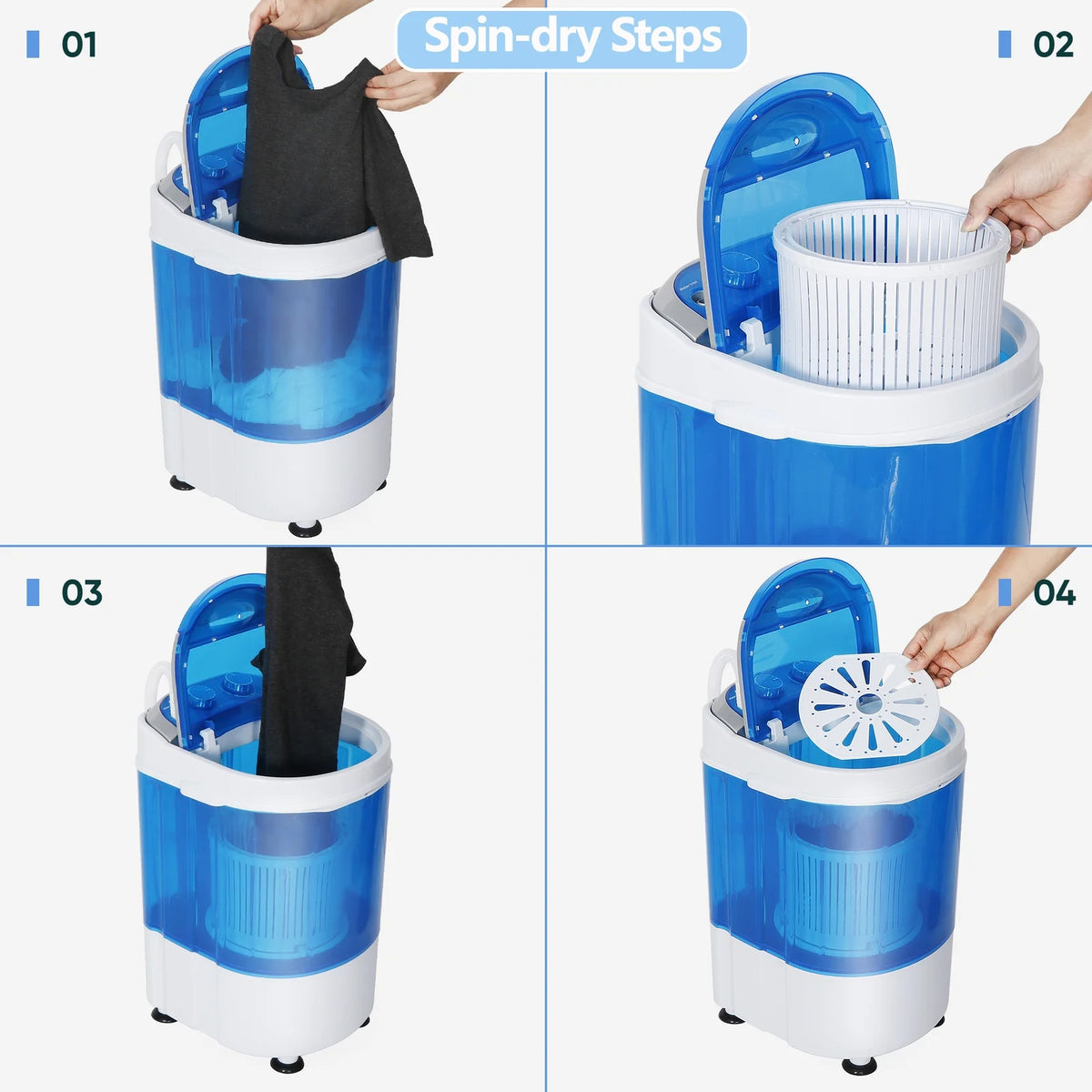 HJYURY Semi automatic mini washing machine 7.9 pounds portable washing and shaking integrated small washing equipment
