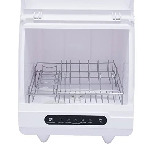 White Desktop Dishwasher, 1200W Compact Automatic Dishwasher, 5 Washing Programs Display 360�� Spray Arm, 72 �� C Hot Water Rotary Cleaning, Suitable for Apartment/Office/Kitchen/RV