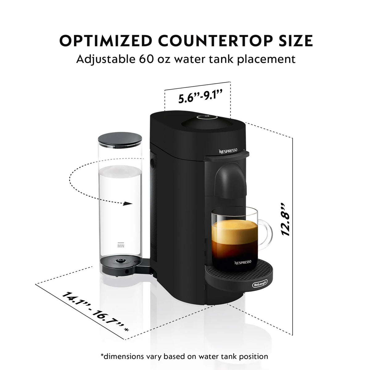 Nespresso New Vertuo Plus Deluxe Coffee and Espresso Machine by De'Longhi, Black, Single-Serve Brewers