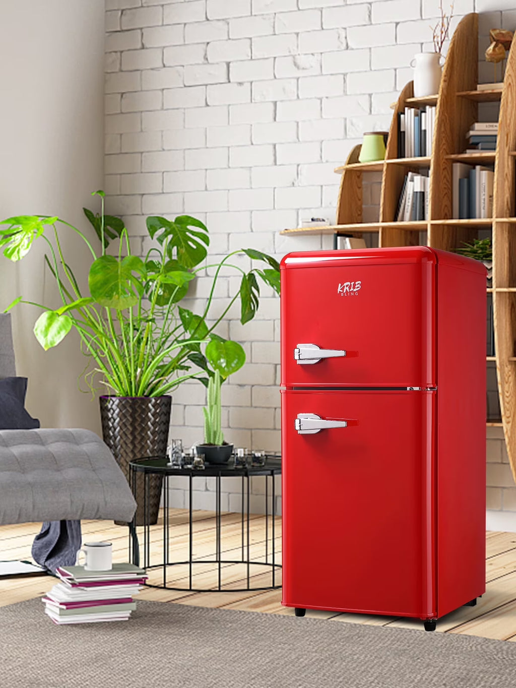 GGTB 3.0 Cu.Ft Two Door Small Refrigerator with Freezer, Compact Retro Small Refrigerator for Dorm, Office, Bar, RV, Bedroom, Blue