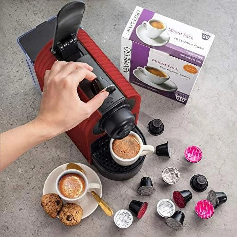 Mixpresso Espresso Machine for Nespresso Compatible Capsule, Single Serve Coffee Maker Programmable for Espresso Pods, Premium Italian 19 Bar High Pressure Pump 27oz 1400w Black Coffee Maker