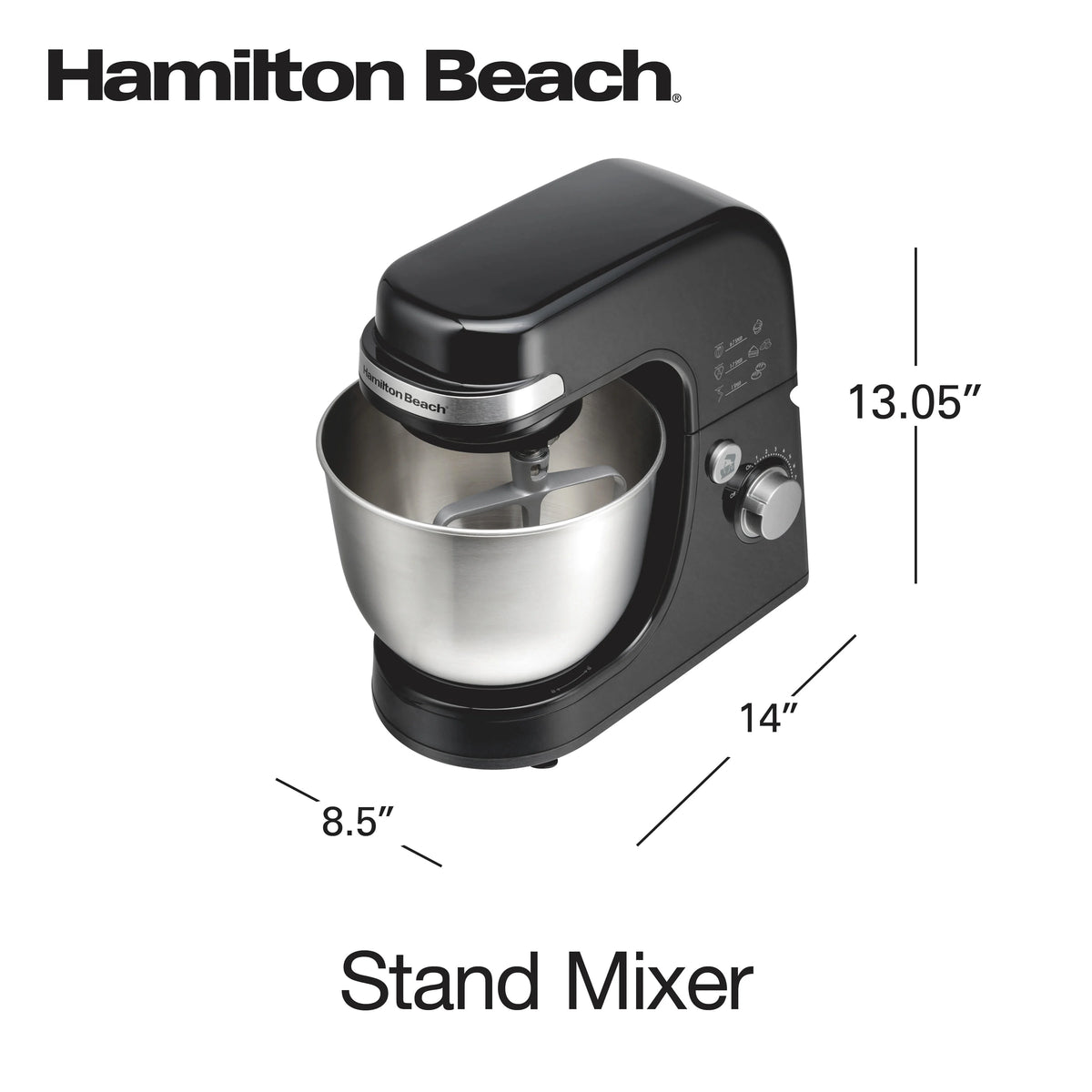 Hamilton Beach 4 Quart Stand Mixer for Kitchen, 7 Speeds, Tilt-Head, Dough Hook, Whisk & Flat Beater, White