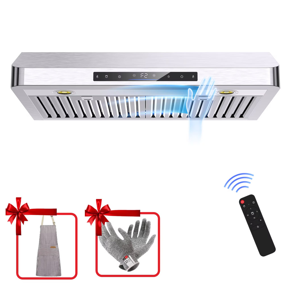 30" 900CFM Ducted Under Cabinet Range Hood in Stainless Steel with Remote Control and 2 LED Lights