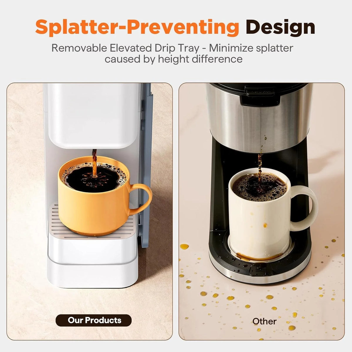 Hot & Iced Coffee Maker with Magnetic Organizer (Pods Not Included), Stores 10 Pods, 4-5 Cups Coffee Maker & Single-serve Brewer for K Cup & Grounds, 40oz Removable Water Tank