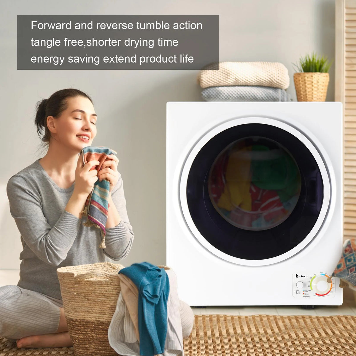 Zimtown 1.6 cu ft 110 V White Electric Compact Clothes Dryer
