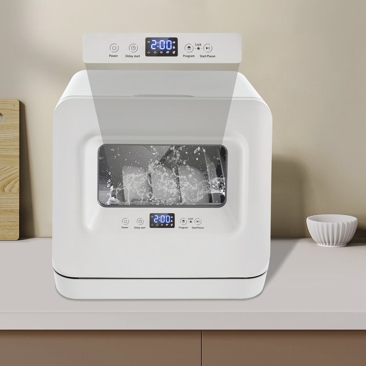 Portable Compact Countertop Mini Dishwasher with Water Tank Leak-Proof Air Dry