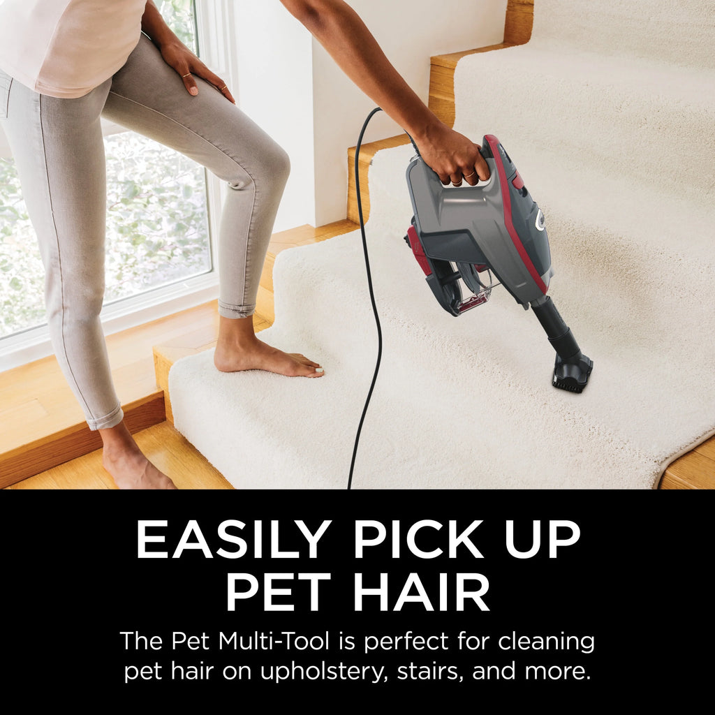 Shark Rocket Pro Corded Stick Vacuum, Removable Hand Vacuum, Hardwood Floors and Carpet, Advanced Swivel Steering, Pet-Friendly, XL Capacity, Ultra-Lightweight, HV370 Comet Red