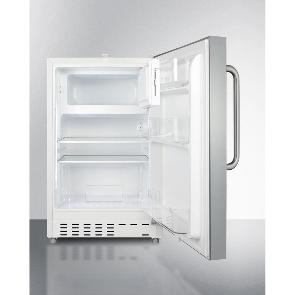 ADA compliant built-in or freestanding 20 Inches wide refrigerator-freezer for residential use with lock