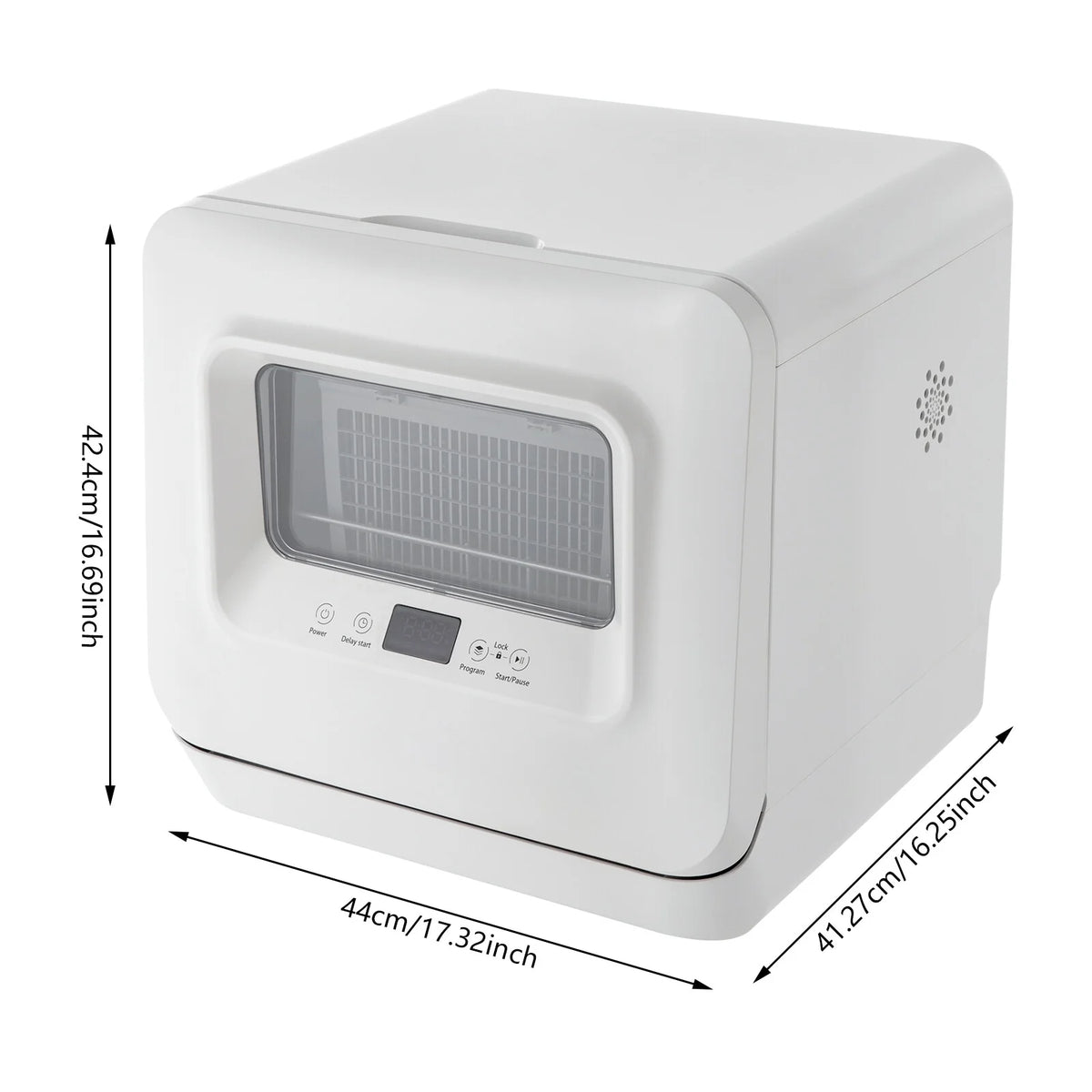 Modern Rectangular Portable Compact Countertop Mini Dishwasher with Water Tank Leak-Proof Air Dry White 120V 785W 17.32*16.25*16.69in for Apartments, Snack Bars, Dorms