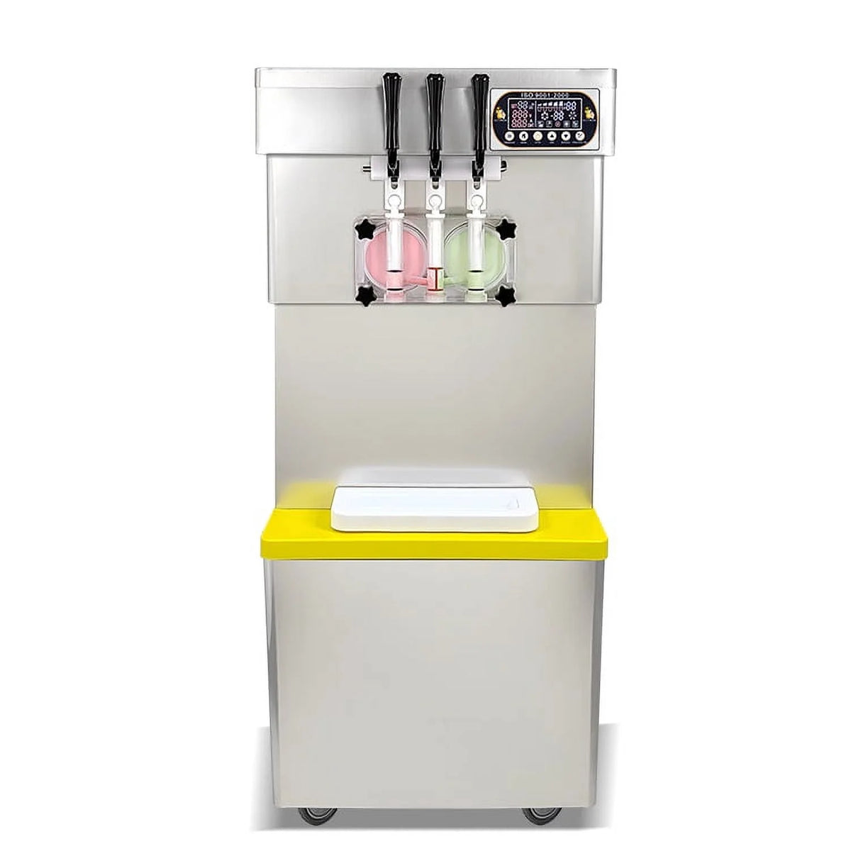 Kolice Commercial 3 Flavors Soft Serve Ice Cream Machine-Full Transparent Dispenser,Upper tanks Coolated