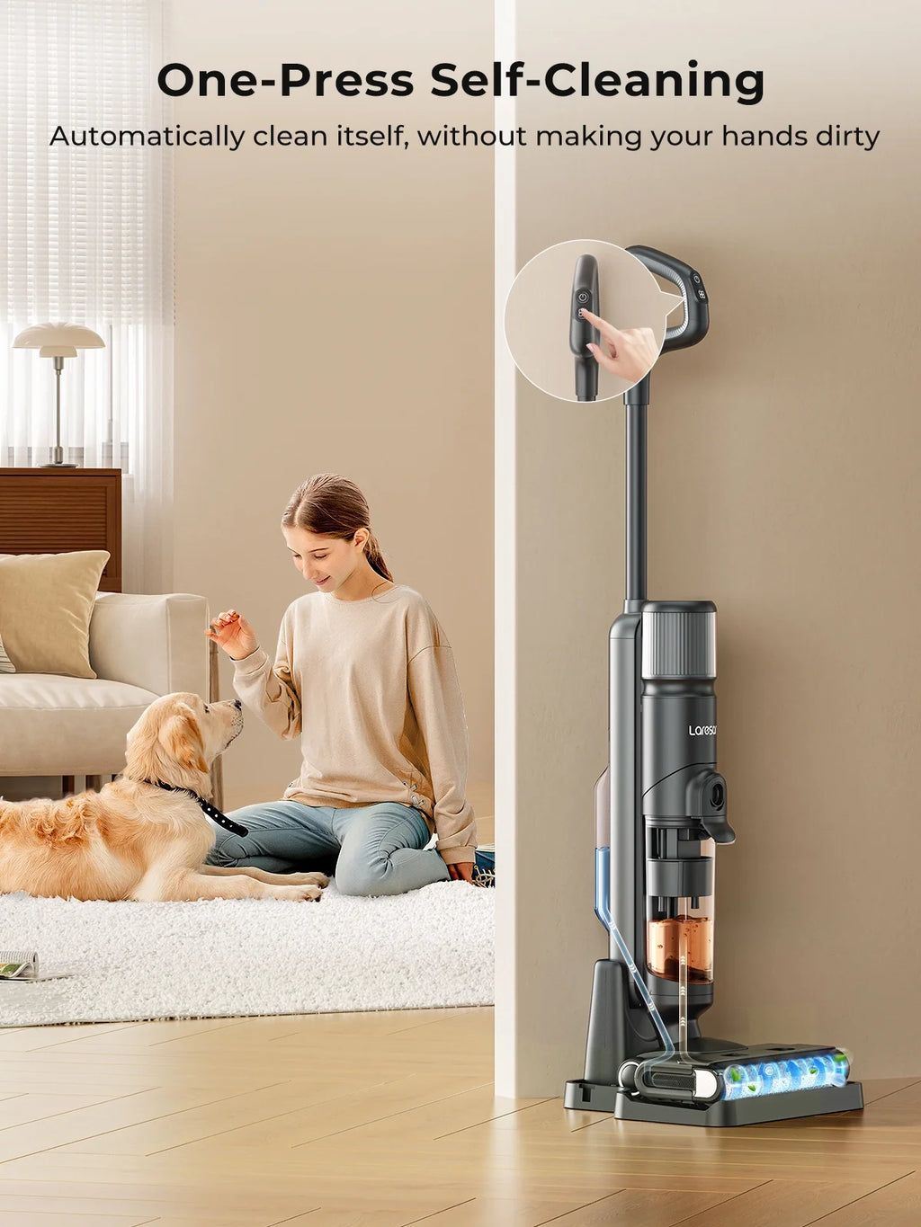 Laresar M3 Cordless Wet Dry Vacuum Mop, 55Min Multi-Surface Cordless Floor Washer 3 in 1 Self-Cleaning Vacuum Mop Hard Floor Cleaners