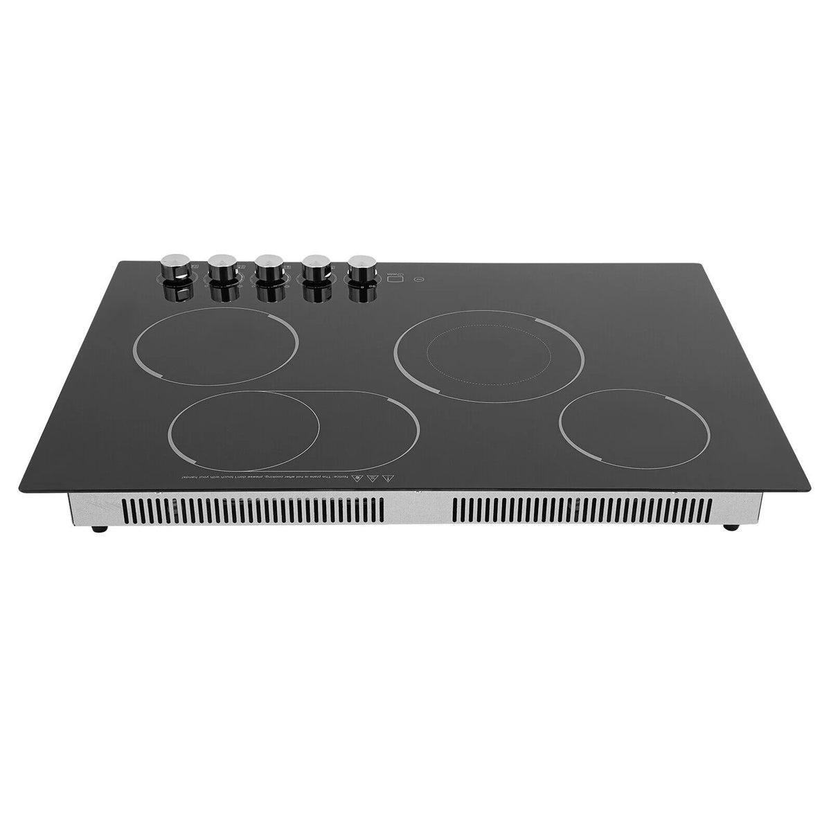 4 Burners Electric Cooktop, Knob Control Built-in Ceramic Cooktop, 23" Radiant Electric Cooktop Stovetop with Timer, 5 Heating Level, 3400W, 110V, Hard Wire
