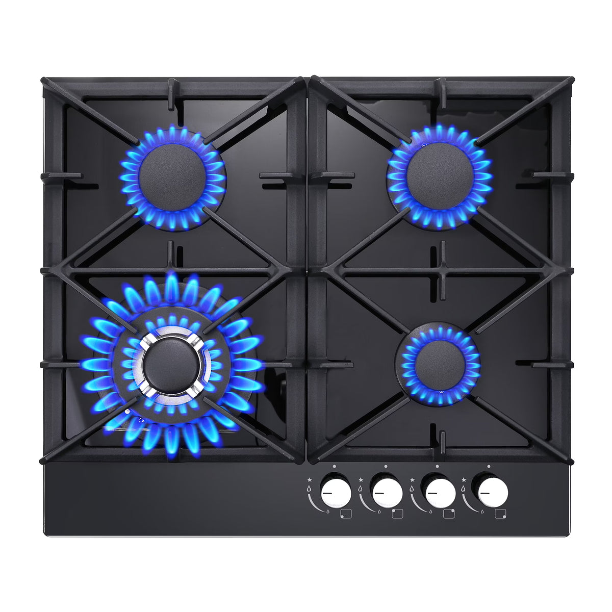Eascookchef 4-Burners Gas Cooktop 24in Eascookchef Tempered Glass NG/LPG Convertible