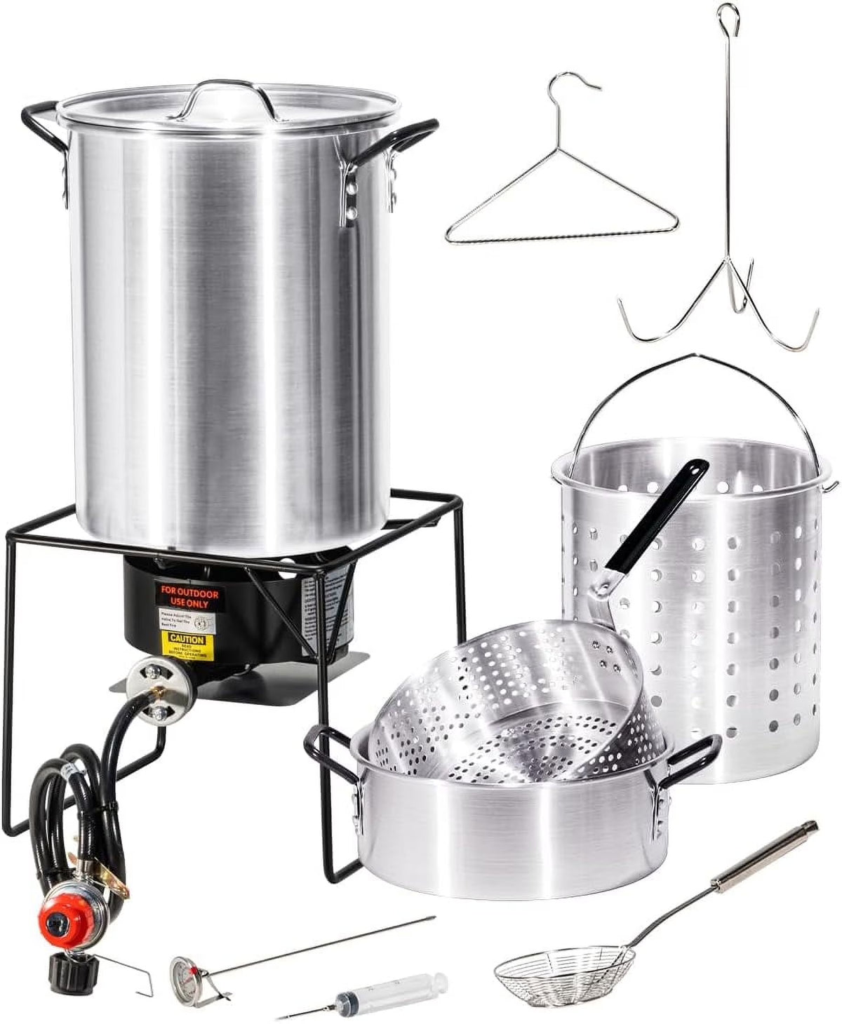 Barton 64 Qt. Aluminum Turkey Deep Fryer Pot With Injector Thermometer Kit and 100,000 BTU Outdoor Propane Stove Burner Stand for 28Lb Turkey, Outdoor Cooking Seafood Boiler Roaster Crawfish Boiling