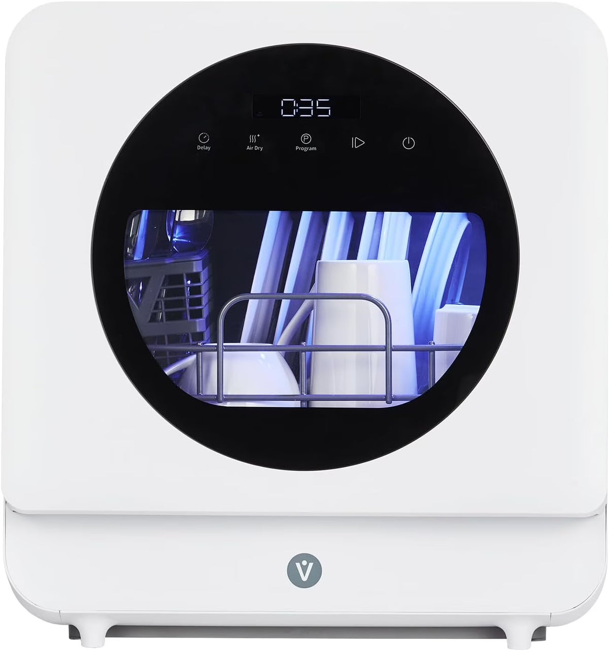 NEILA Countertop Dishwasher - 5 Programs Portable Dishwasher with Touch Control & Air-Drying Function, 2 in 1 Tabletop Dishwasher for Home, Apartments - White