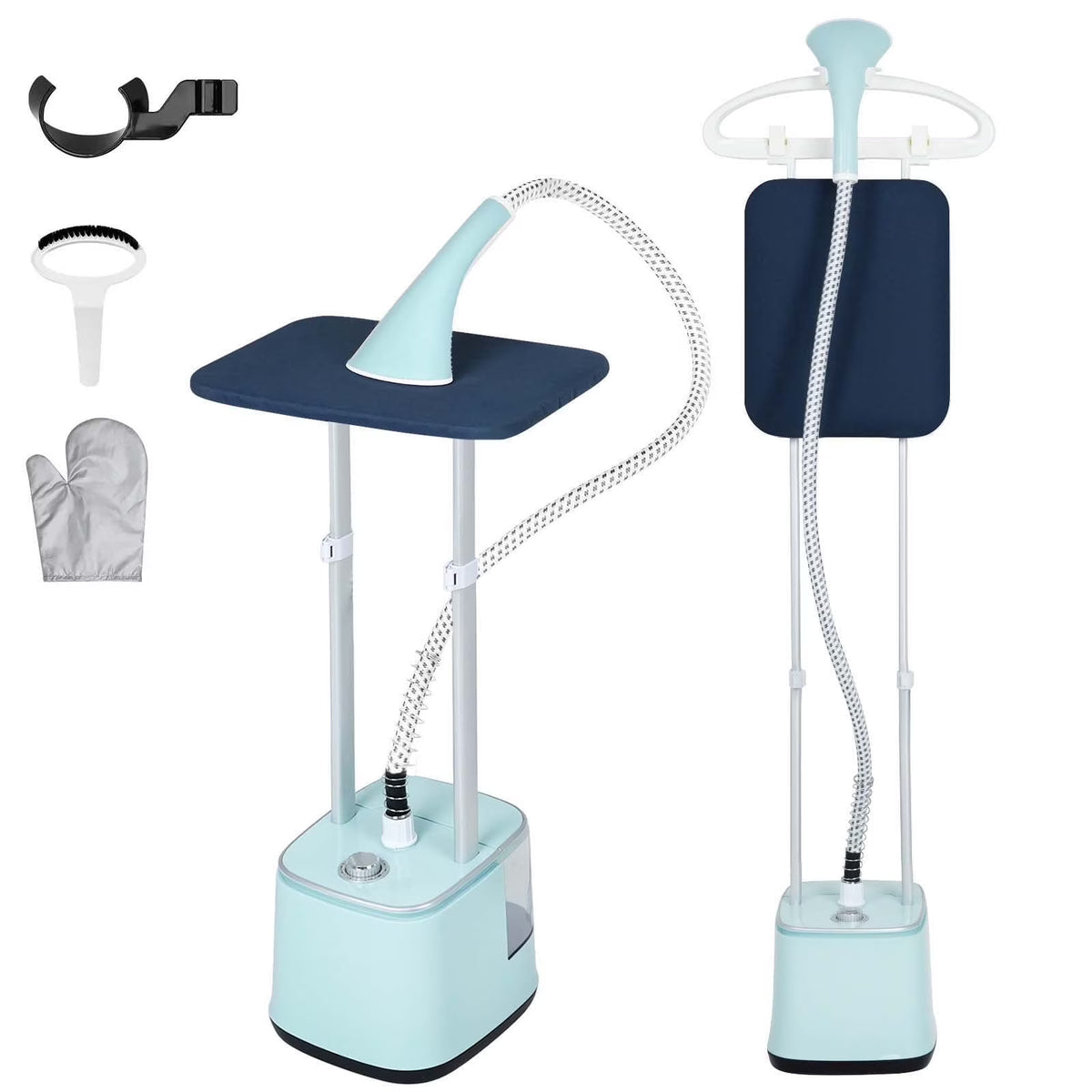 Advwin 2000W Standing Garment Steamer with 10 Steam Levels, 2.7L Tank for 90 Min Steam, Dual Rod Adjustable Height, Vertical & Flat Ironing with Accessories (Green)
