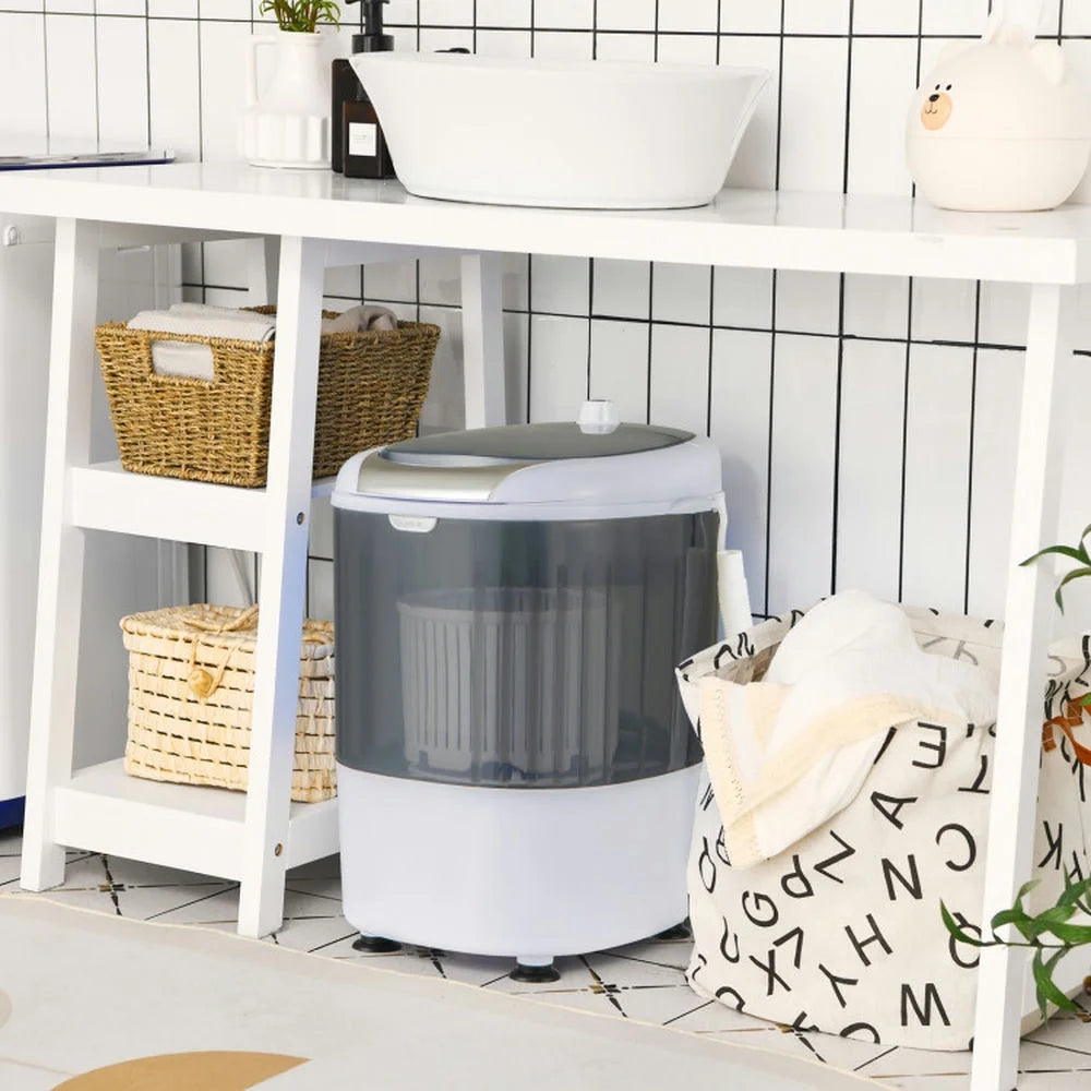 Barara King Washing Machine, Laundry Washer, Portable Mini Washing Machine Semi-Automatic Washer and Spinner Combo with Single Tub-Gray