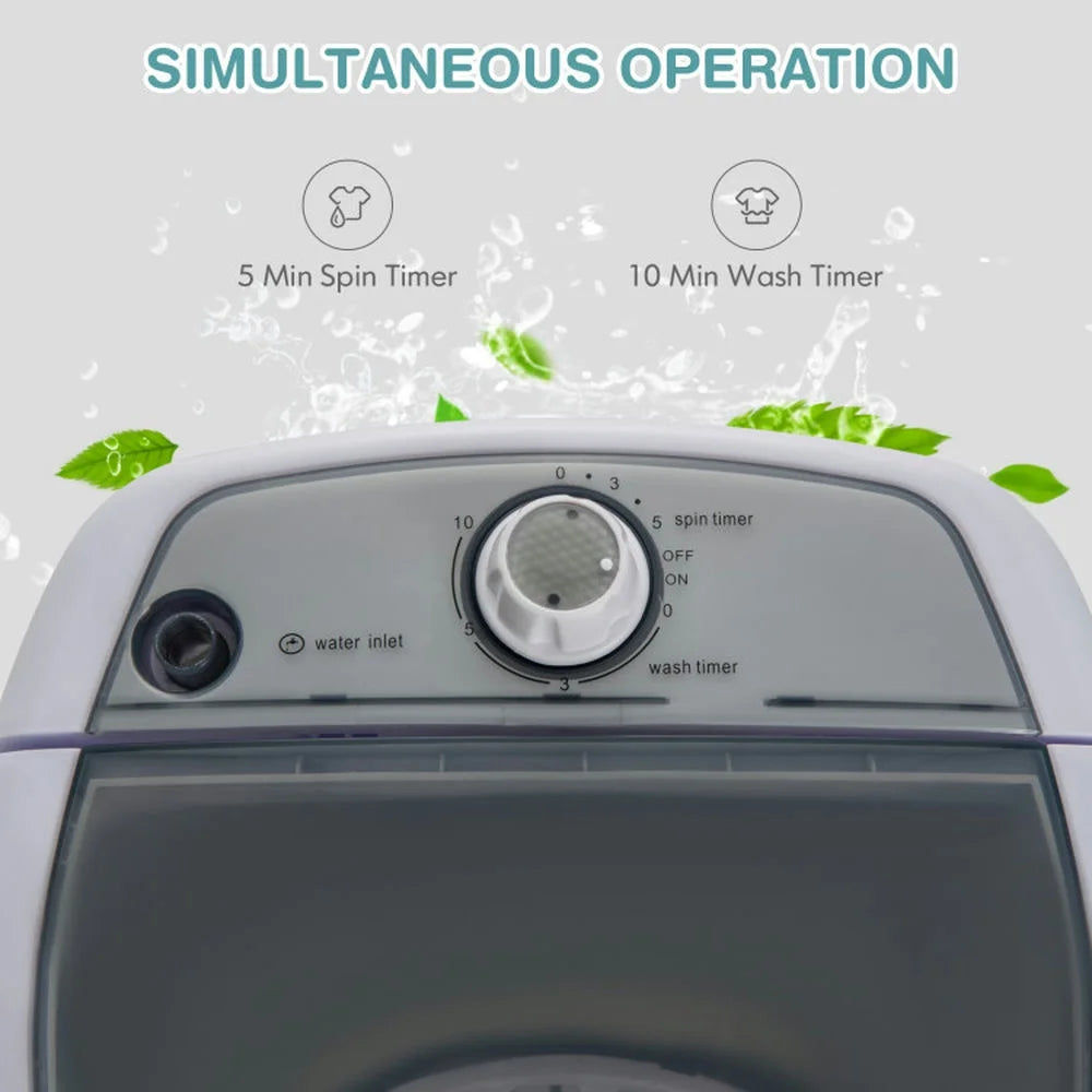 Barara King Washing Machine, Laundry Washer, Portable Mini Washing Machine Semi-Automatic Washer and Spinner Combo with Single Tub-Gray