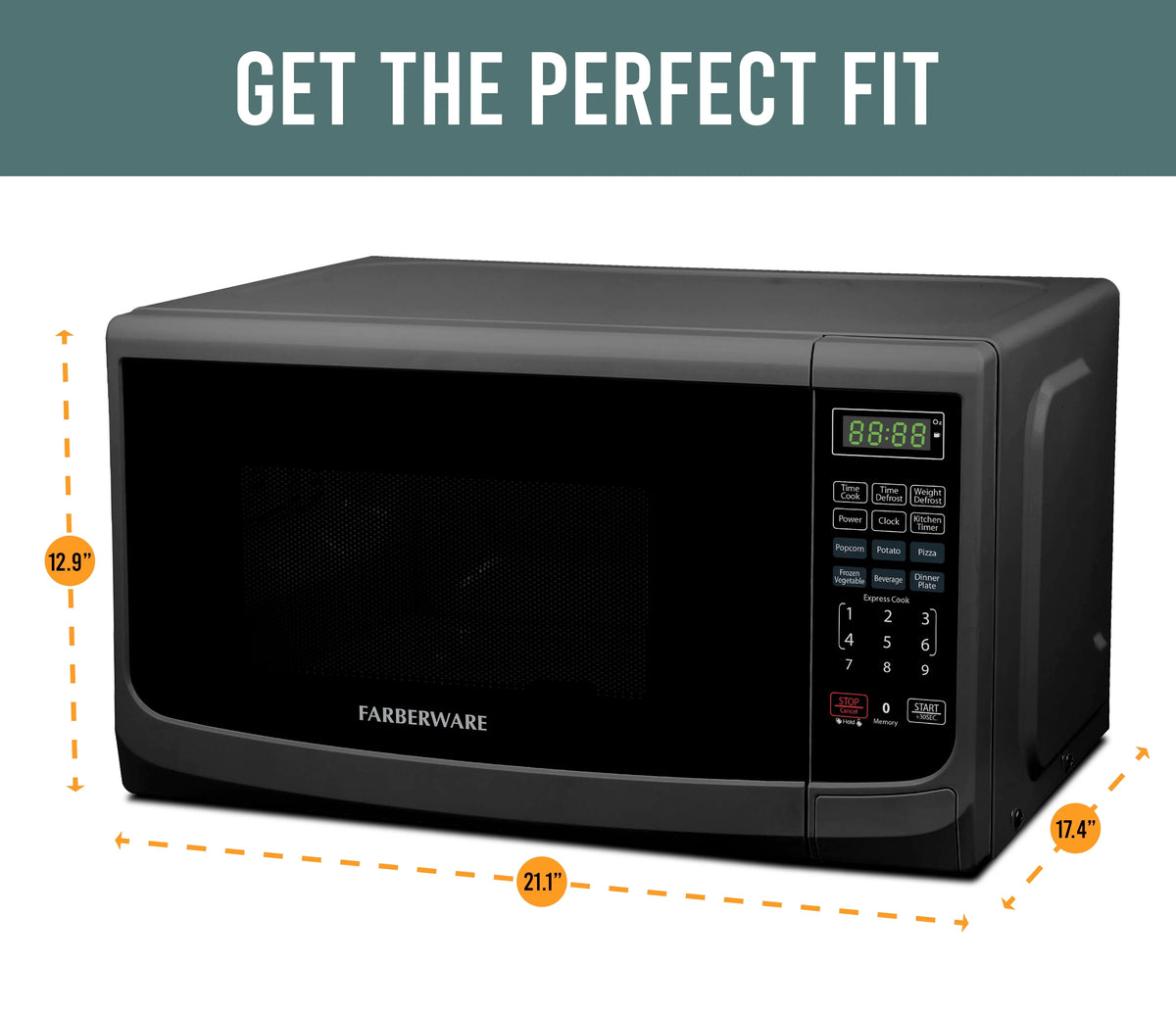 Farberware Classic 0.9 Cu. Ft 900-Watt Microwave Oven, Stainless Steel