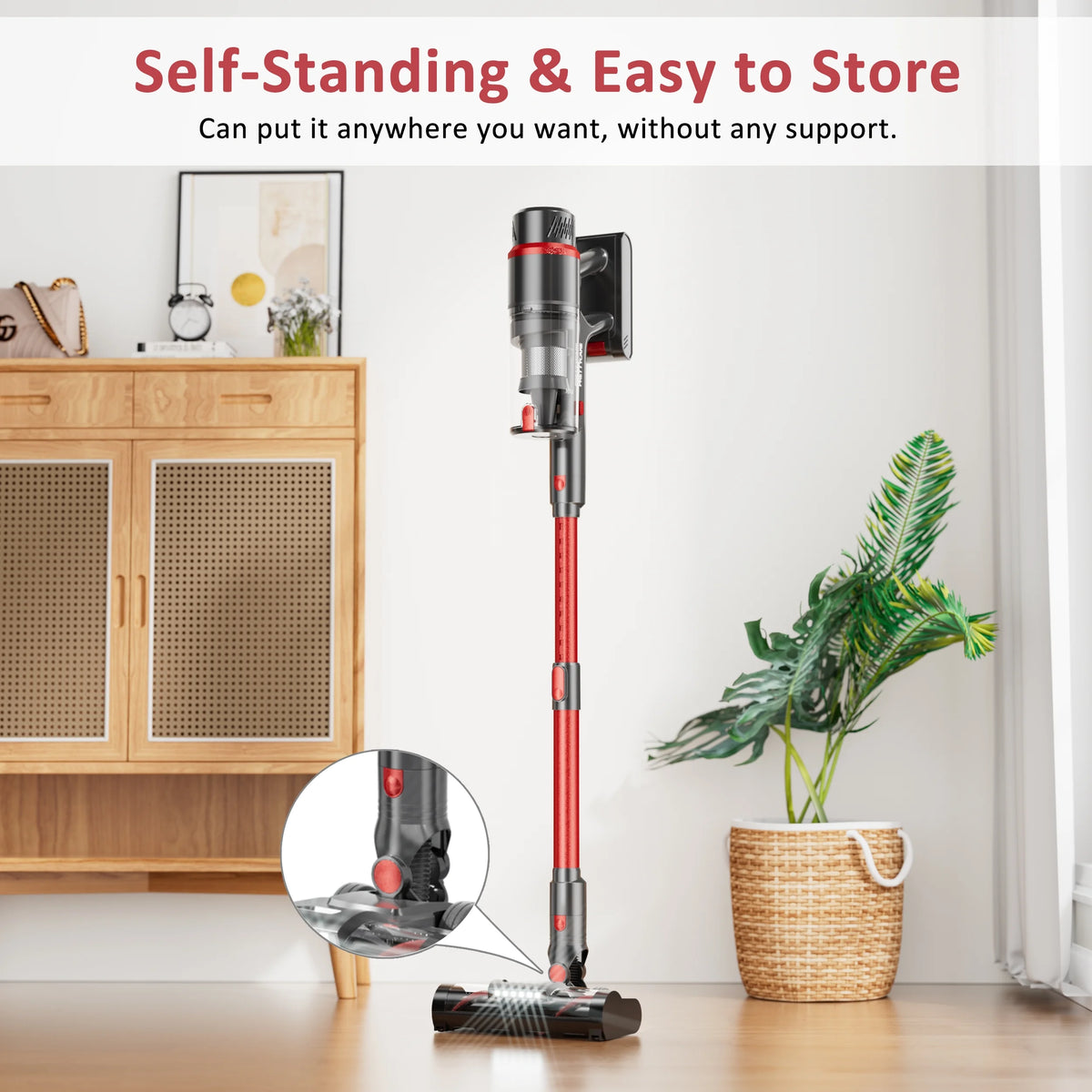 PrettyCare Cordless Vacuum Cleaner Lightweight Stick Vacuum 38kPa with 45min Runtime for Carpet Hard Floors Cleaner Pet Hair P2