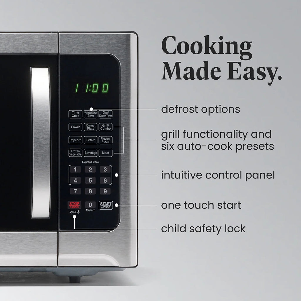 Farberware Professional 1.2 Cu. Ft. 1000-Watt Microwave Oven with Sensor Cooking, Stainless Steel/Black Body Wrap