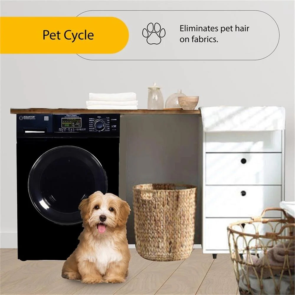 Pemberly Row Pet Compact 110V Vented/Ventless 15 lbs Combo Washer Dryer in Black