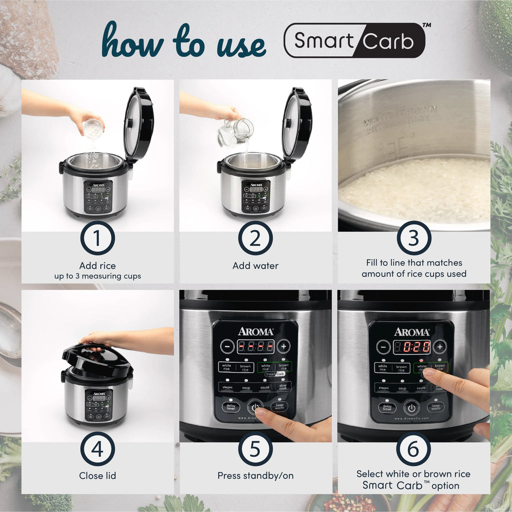 Aroma 12-Cup Cooked SmartCarb Rice Cooker & Multicooker