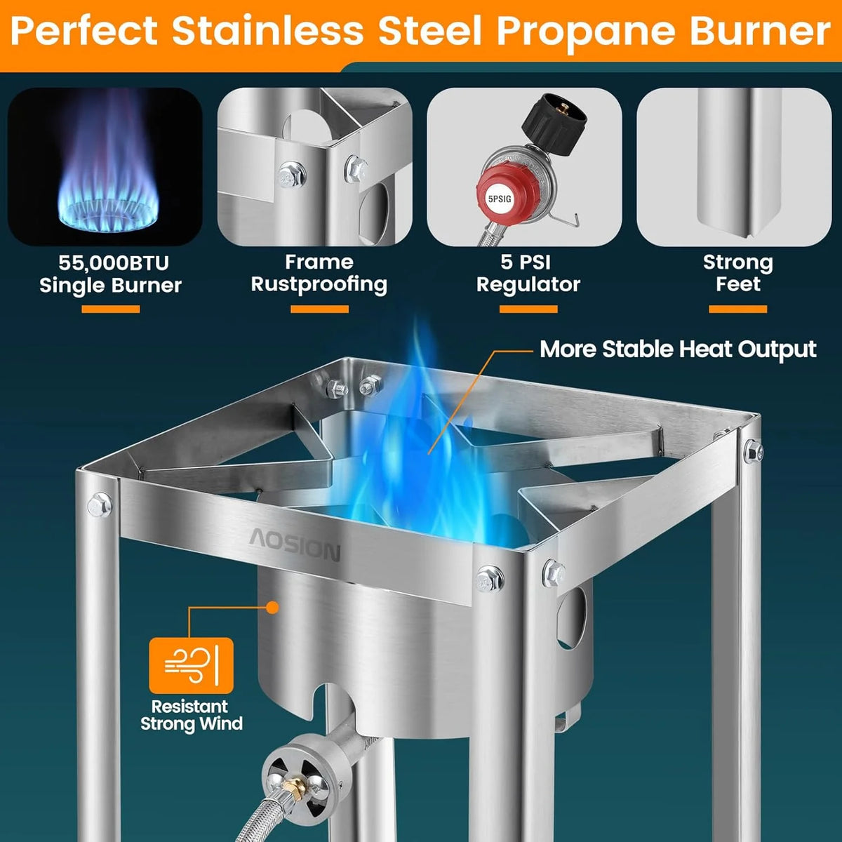 30QT Stainless Steel Turkey Fryer&Seafood Boil Pot with 55,000BTU Propane Burner for Outdoor Cooking of Turkey,Crab,Lobster and Shrimp