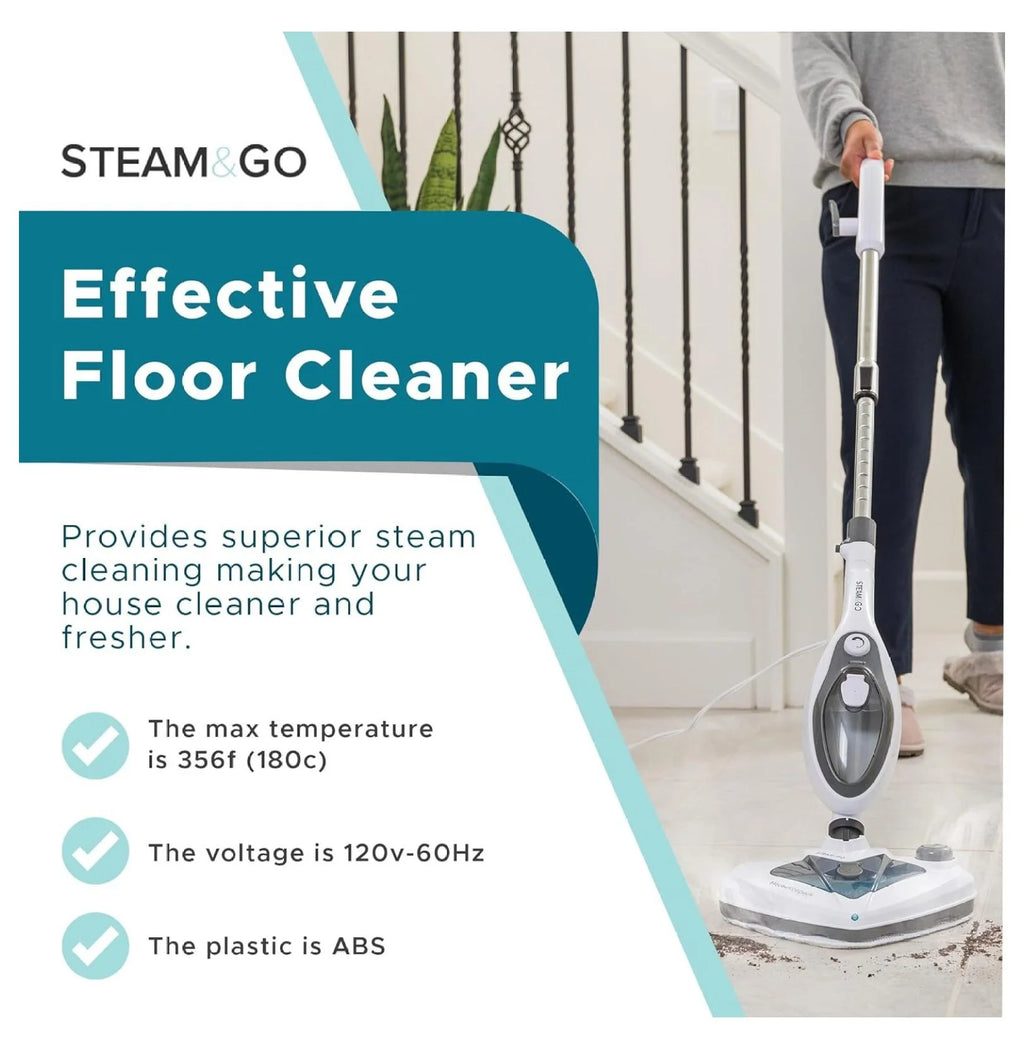 WDNMD9418 10-in-1 Steam Mop - Floor Steamer with Chamber and Detachable Handle for Tile Grout, Clothes, Furniture, Hardwood, Upholstery, & Carpet, Handheld Steam Cleaner for Home Use