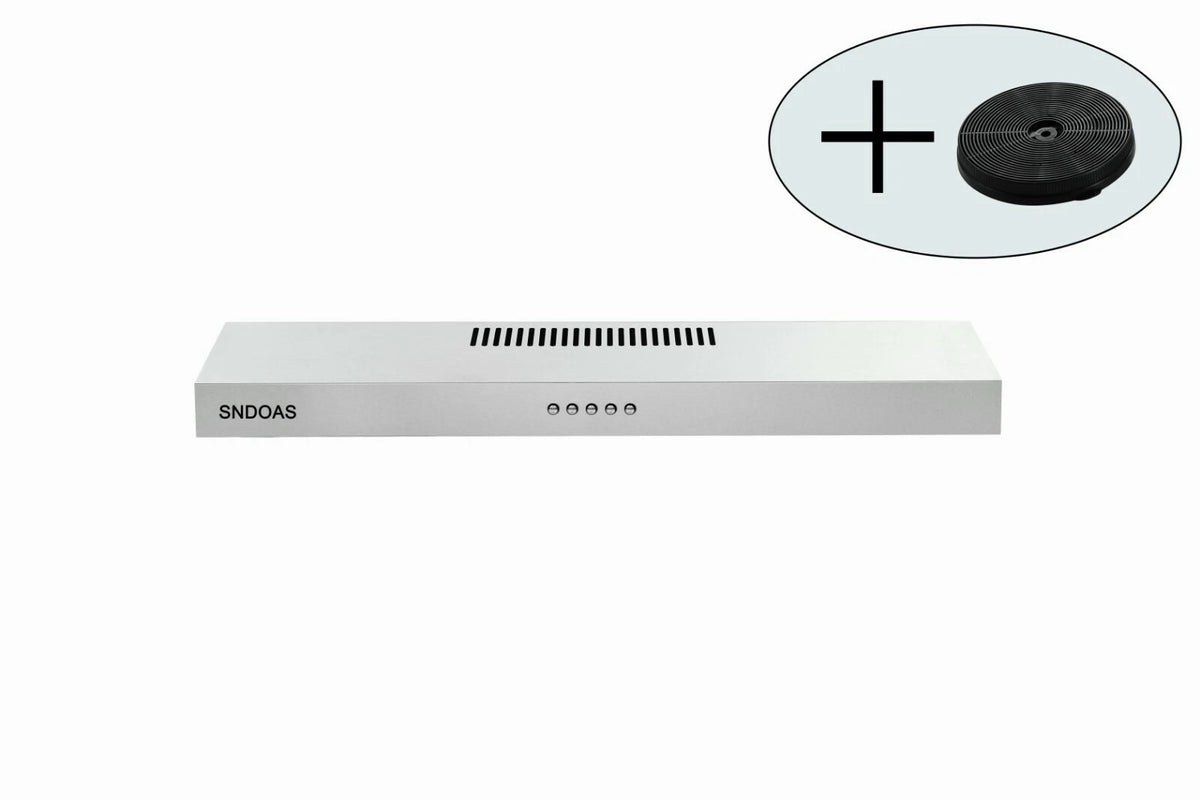 30 inch Under Cabinet Range Hood Stainless Steel Kitchen 230CFM Vent LED Light with Carbon Filter