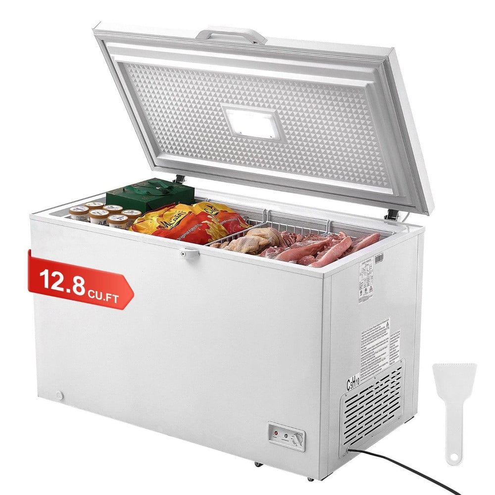 Choco Moon Large Capacity 14.5 Cu.ft Chest Freezer, 345L Storage, 4 Slide-Out Baskets, Lockable Lid, 8 Temp Control Levels, Energy-Efficient LED Lights, 6 Swivel Casters for Easy Mobility