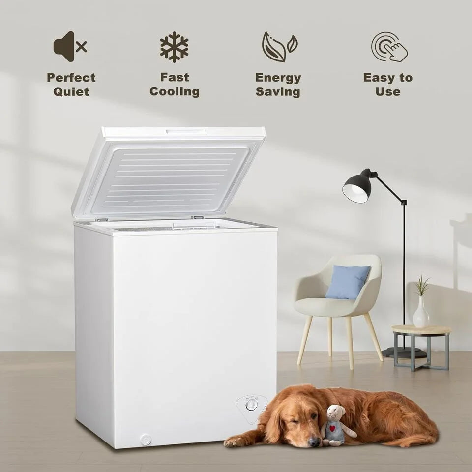 SMAD 5 Cu ft Chest Freezer Removable Baskets Free-Standing Top Open Door Deep Freezer, White