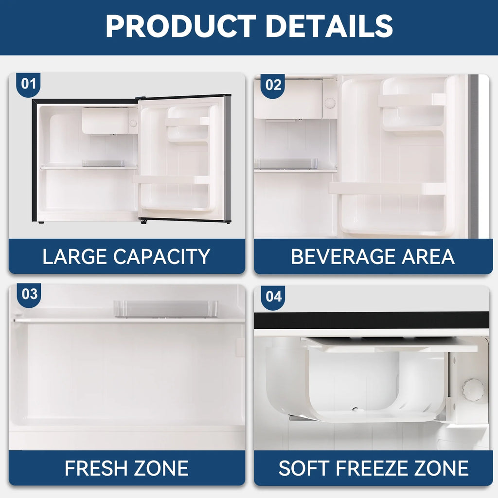 (3 pack) Frestec 1.7 Cu ft Single Door Mini Fridge , grey, New, VOK-17-3PSS