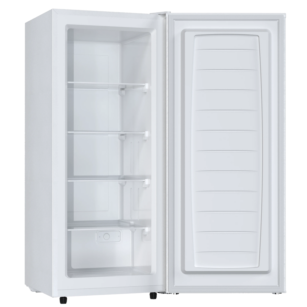 Auseo 7 Cu. ft. Upright Freezer with 4 fixed grid shelves, Space Saving, Adjustable Temperature Controls, Garage Ready deep Freezer, Manual Defrost, White