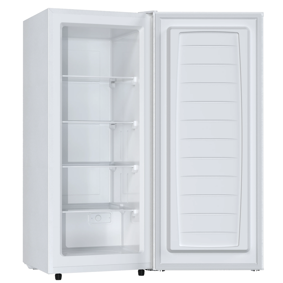 Auseo 7 Cu. ft. Upright Freezer with 4 fixed grid shelves, Space Saving, Adjustable Temperature Controls, Garage Ready deep Freezer, Manual Defrost, White