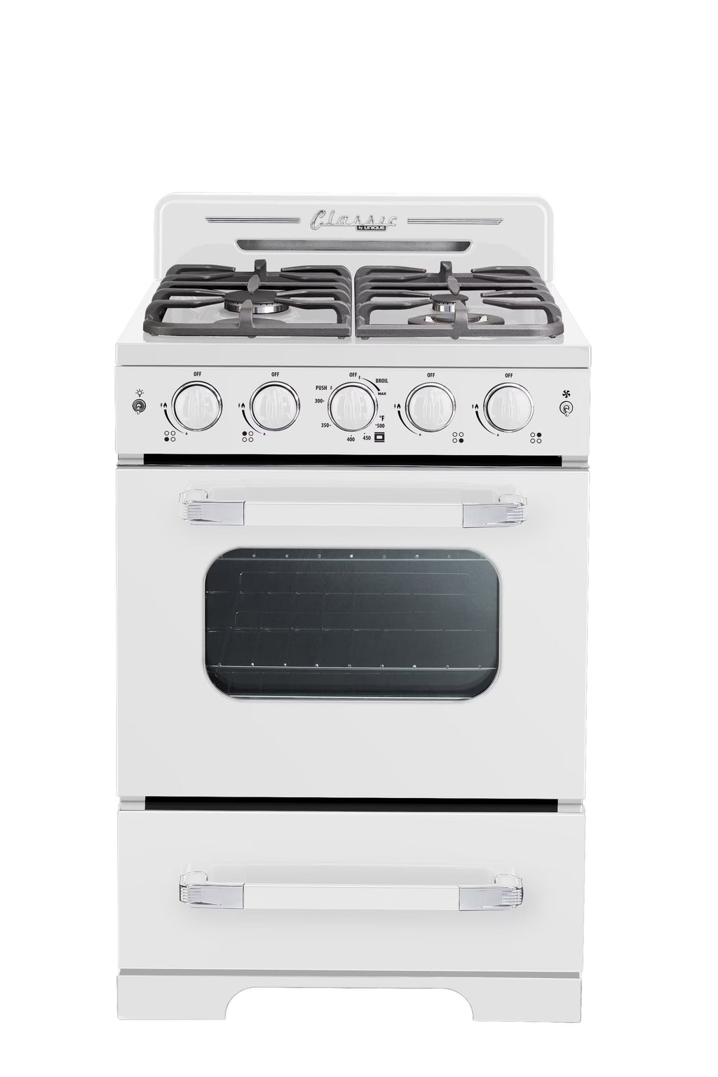 Unique Classic Retro 24" 2.9 cu/ft Freestanding Gas Range with Convection Oven and Sealed Burners