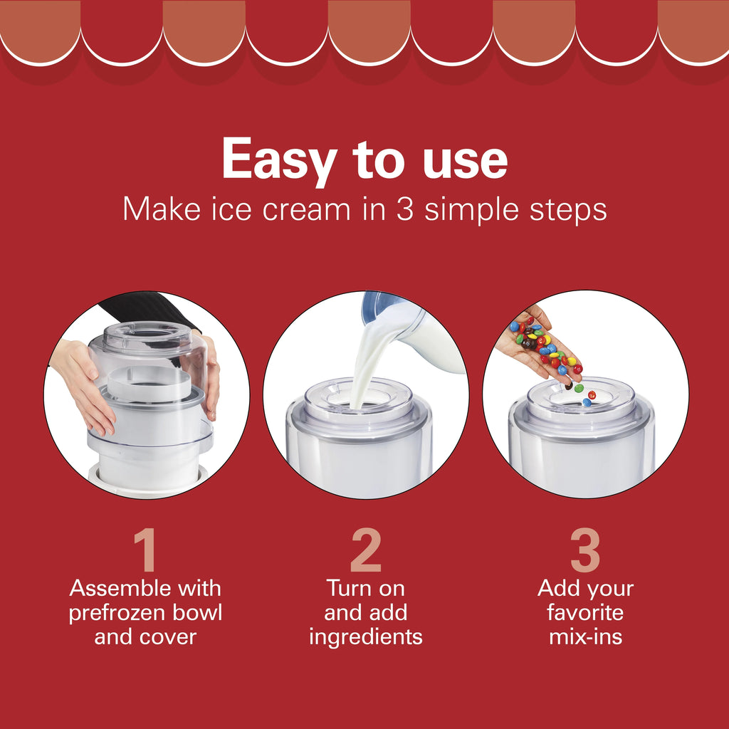 Hamilton Beach Electric Ice Cream Maker, Ice Cream Machine, 1.5 Quart Capacity, White
