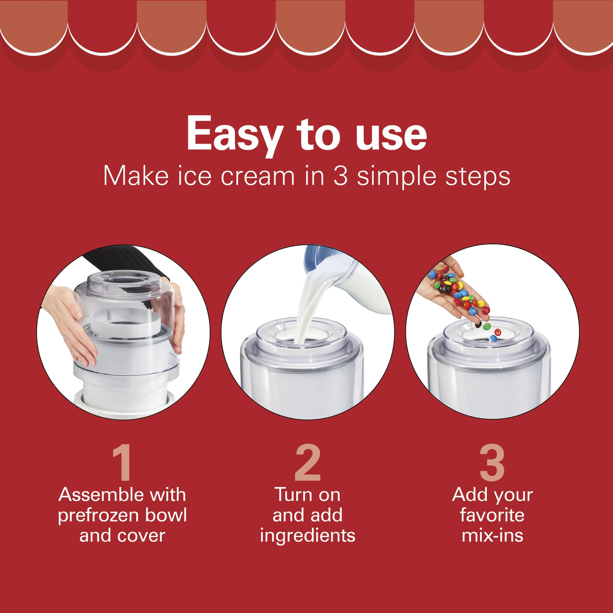 Hamilton Beach Electric Ice Cream Maker, Ice Cream Machine, 1.5 Quart Capacity, White