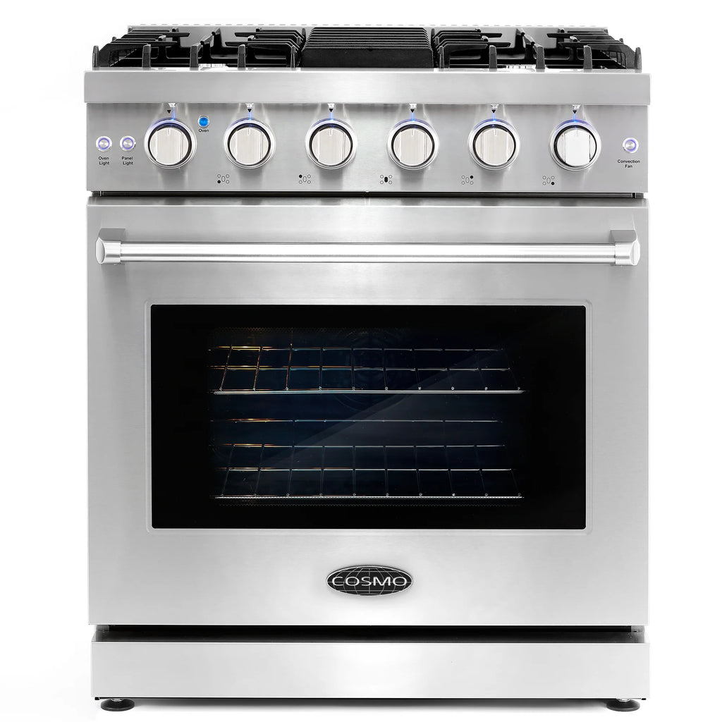 Cosmo 2 Piece Kitchen Appliance Packages with 30" Free Standing Gas Range Kitchen Stove & French Door Refrigerator Kitchen Appliance Bundles