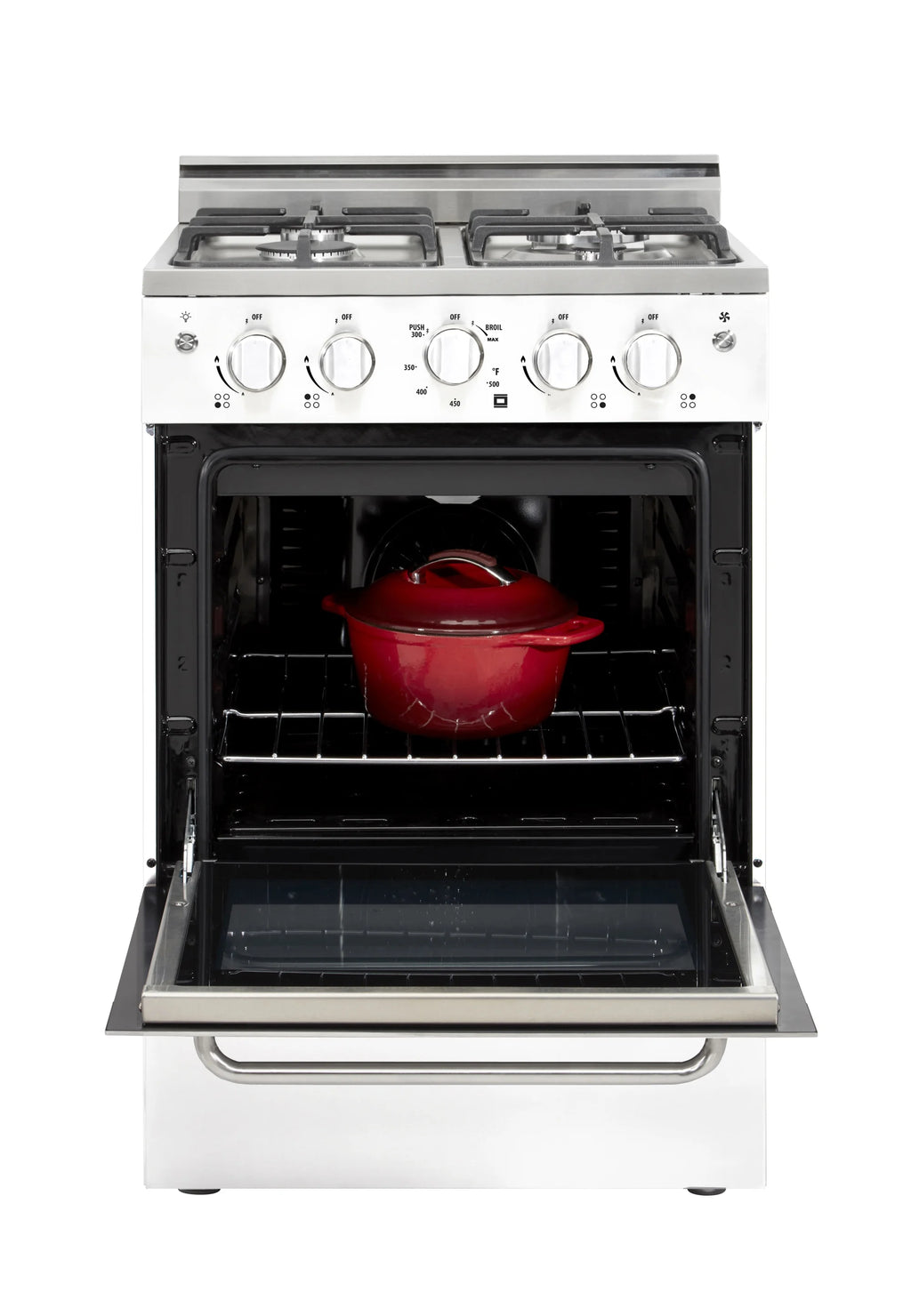 Unique Prestige 24�?2.3 cu ft Double Oven Gas Range in White