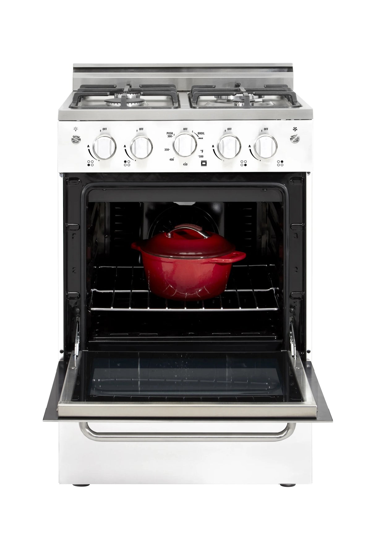 Unique Prestige 24�?2.3 cu ft Double Oven Gas Range in White