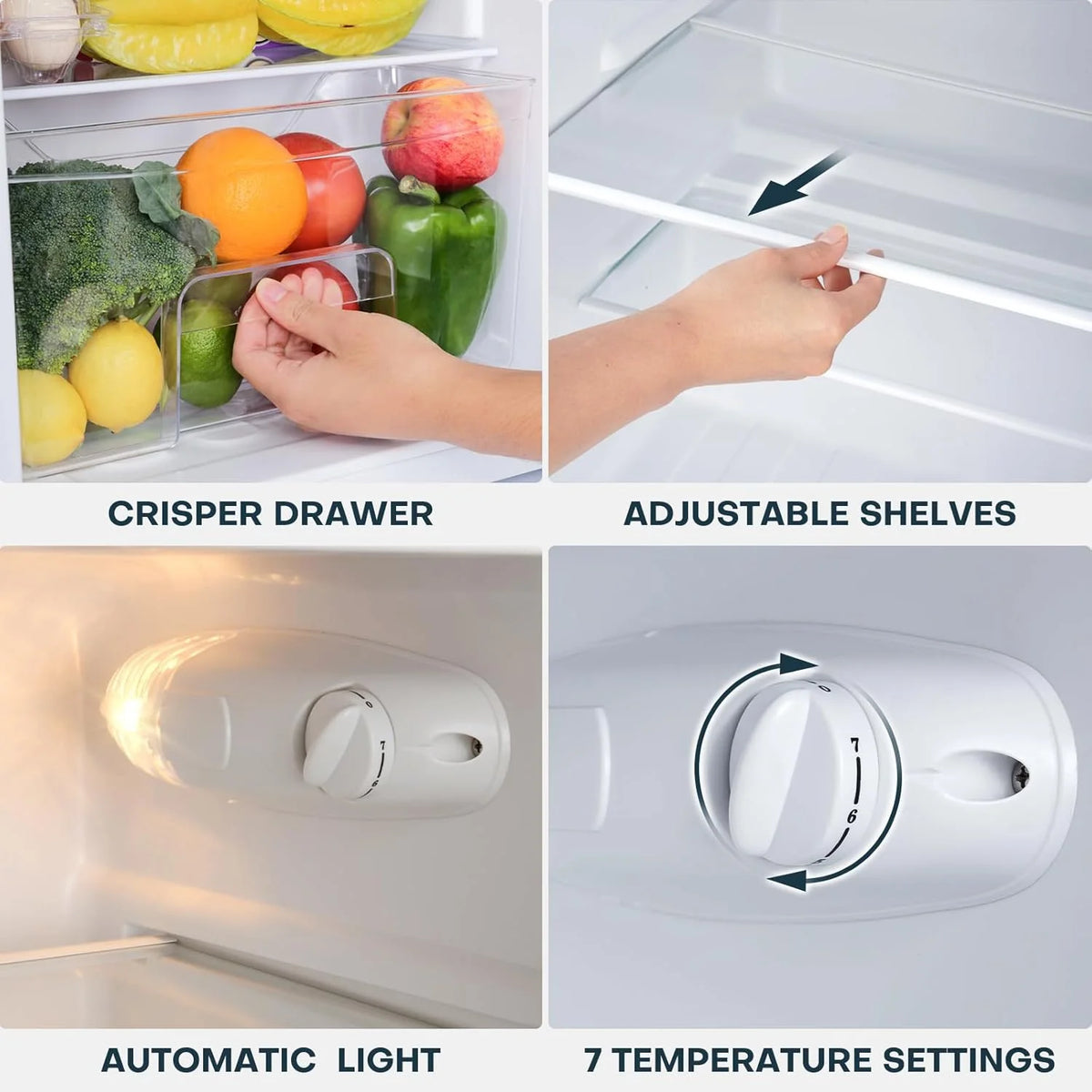 Upstreman 3.1 Cu.Ft Mini Fridge with Freezer, Double Door Small Fridge, Dorm Essentials, Adjustable Thermostat, Energy Saving, Mini Refrigerator for Office, Dorm,Bedroom, Stainless