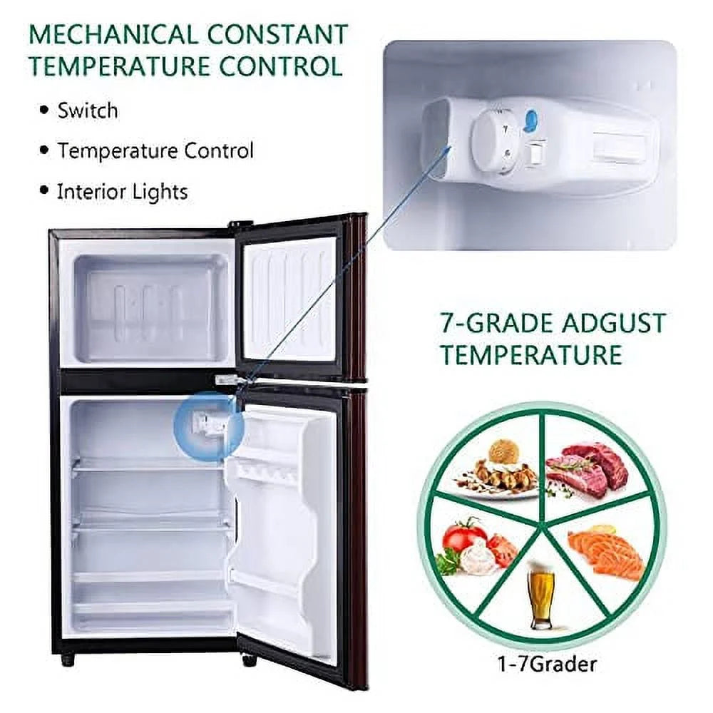 GGTB 3.0 Cu.ft Two Door Small Refrigerator with Freezer, Compact Retro Mini Refrigerator for Dorm, Office, Bar, RV, Bedroom, Red