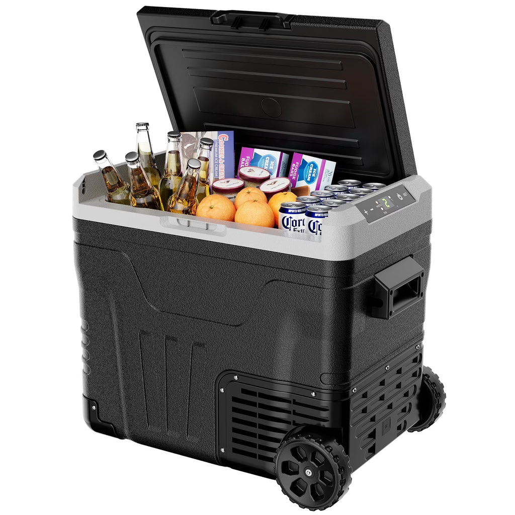 Simzlife 12V Car Refrigerator, 37QT Electric Cooler DC/AC, -4�H~68�H, RV Freezer Fridge Cooler with Wheels & 2 Baskets