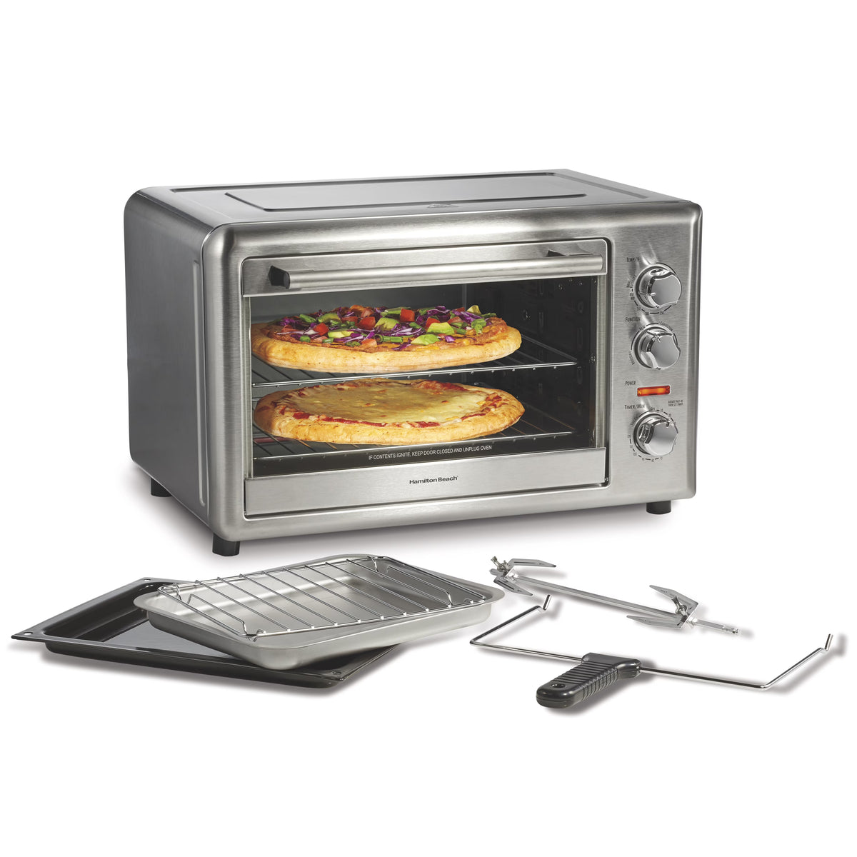 Hamilton Beach Countertop Toaster Oven with Convection & Rotisserie, Extra Large Capacity, Black