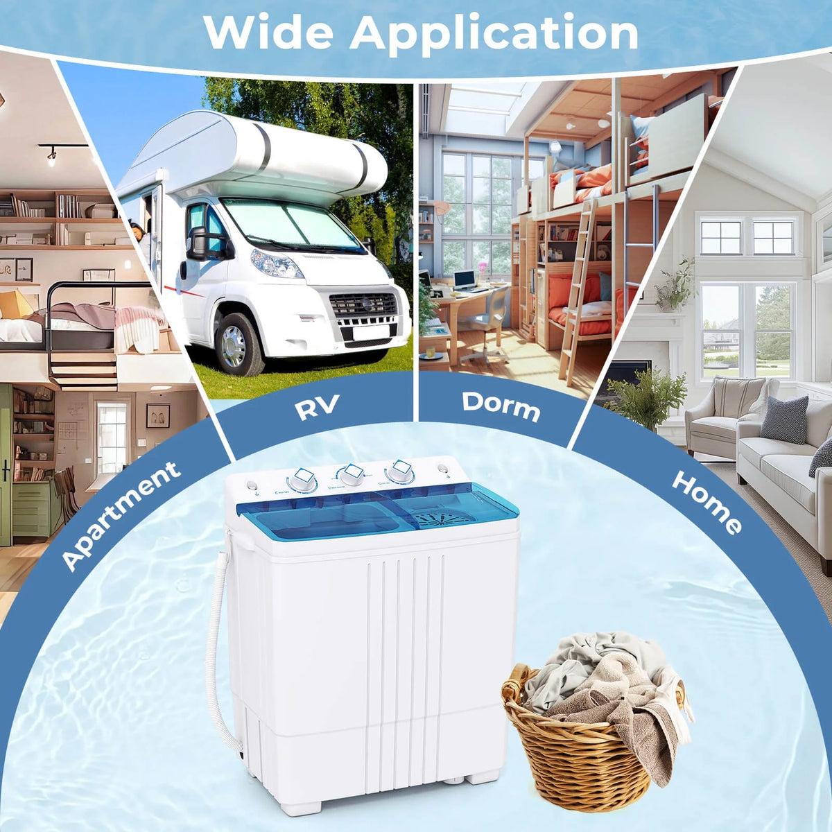 Costway Twin Tub 20Lbs Top Load Washing Machine with Gravity Drain