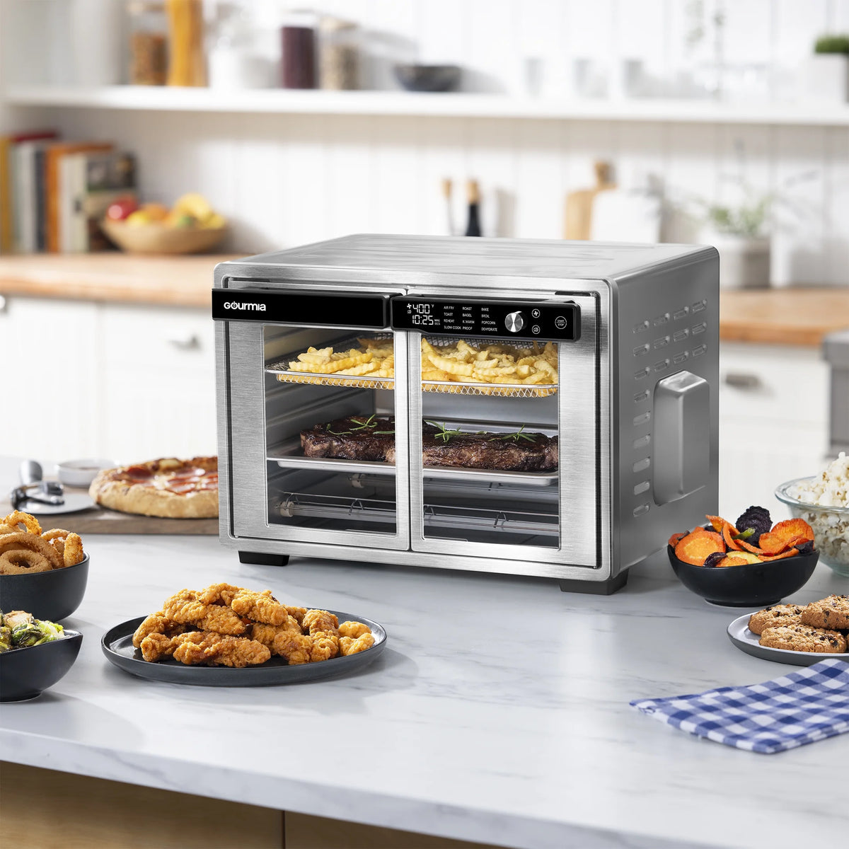 Gourmia 1700W 9-Slice Digital Toaster Oven Air Fryer, 12 Cooking Preset, 35L, Stainless Steel