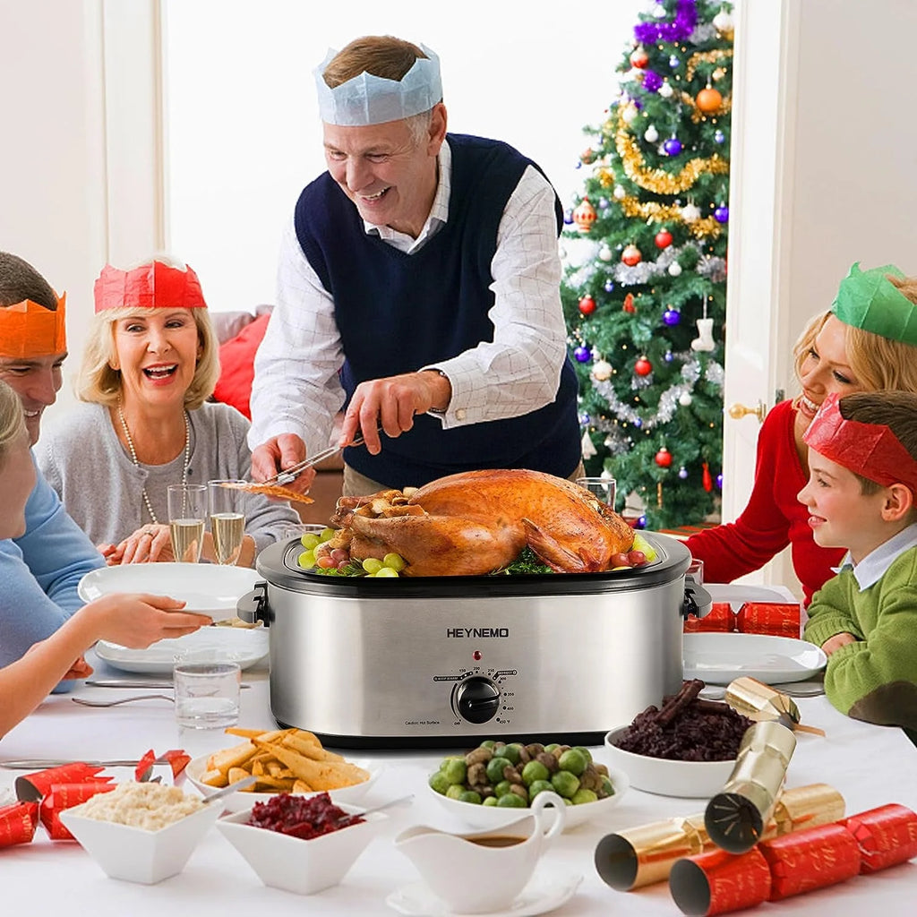 Superjoe 26QT Electric Roaster Oven, Stainless Steel, Self-Basting Lid Removable Insert Pot, Black