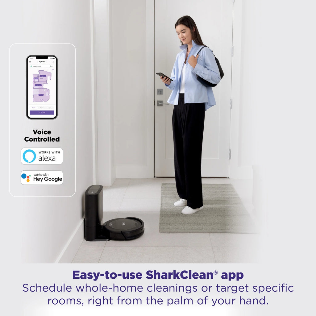 Shark Navigator Robot Vacuum and Self-Empty Base with Bagless, 45-Day Capacity Self-Empty Base and SmartPath Navigation, Black, RV2100AE